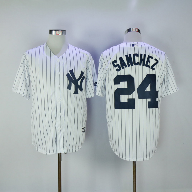 2017 MLB New York Yankees #24 Gary Sanchez White Game Jerseys